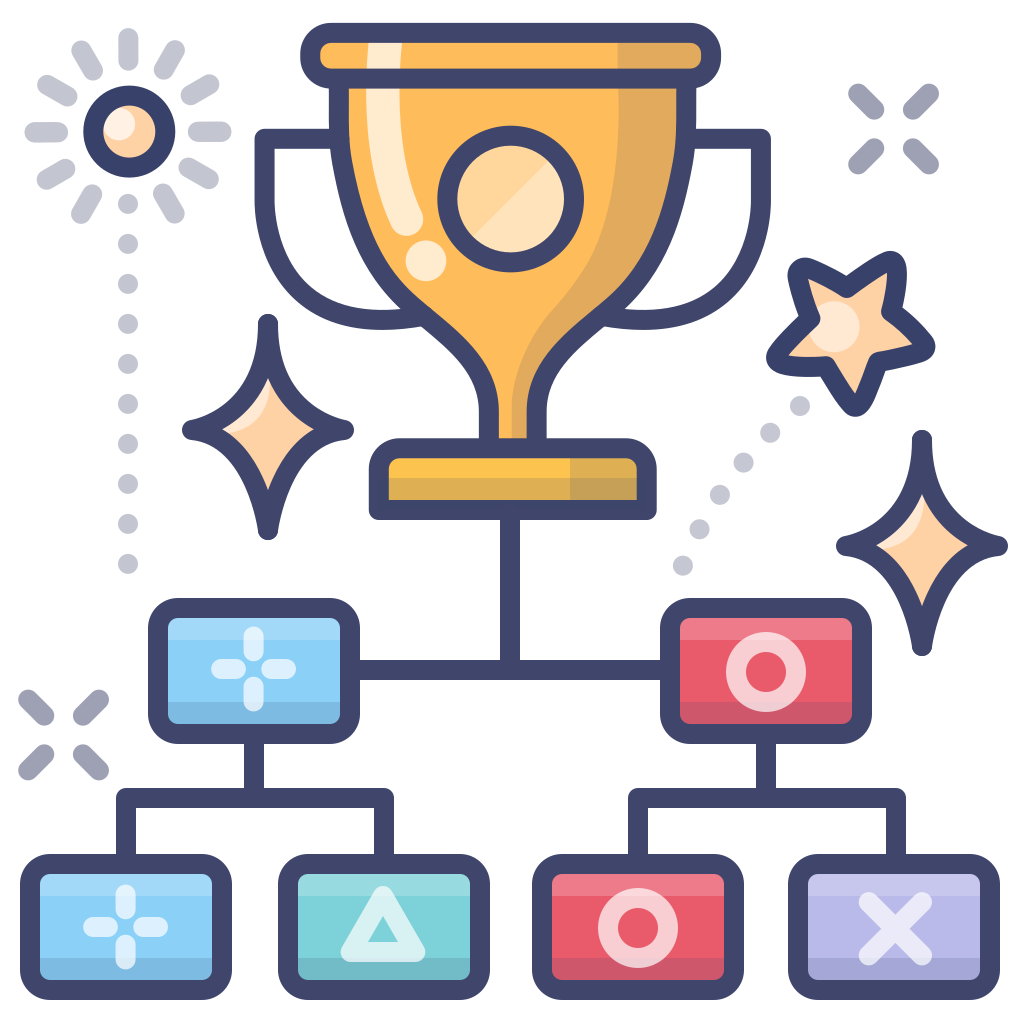 a diagram displaying bracket plan leading into a trophy