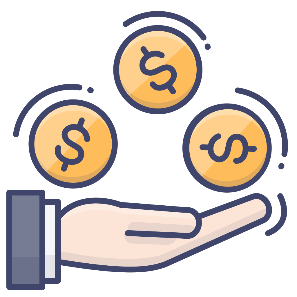 hand with money falling into it